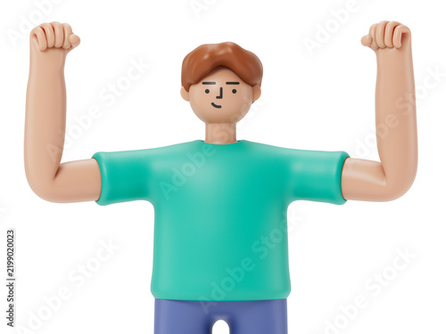 Принти на полотні A man raises both fists