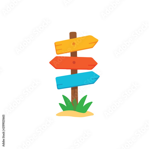 Colorful Direction Signpost for Travel Adventure and Tourism