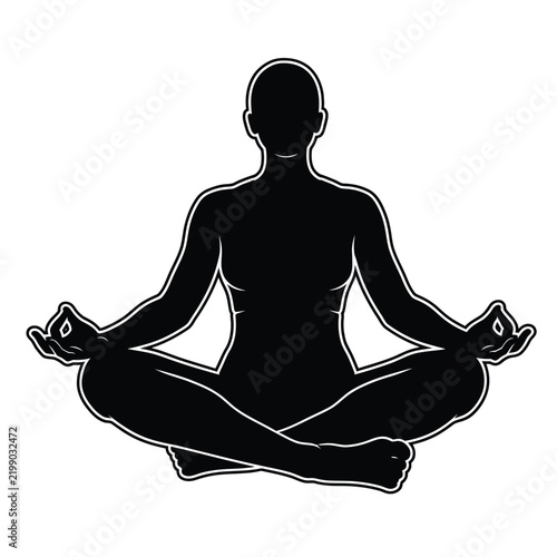 Person meditating in lotus pose silhouette