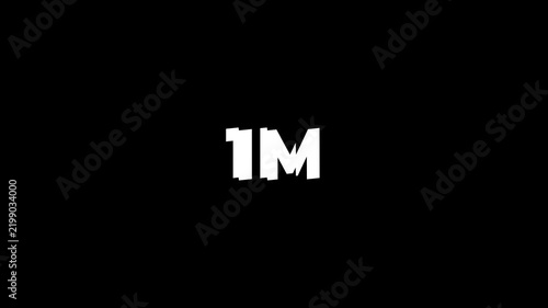 Sliced Glass Kinetic Glitch Effect 1M Followers Celebration White Text Animation on black background 