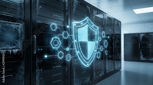 Digital Cybersecurity Shield with Network Protection Technology