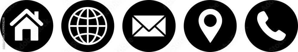 Naklejka premium Contact us web icon set, business card communication symbols vector illustration.