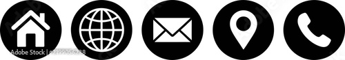  Contact us web icon set, business card communication symbols vector illustration.