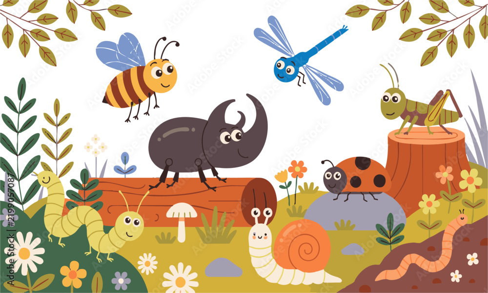 Obraz premium Friendly Garden Bugs and Insects for Nature Education।