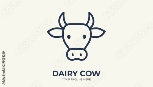 Dairy cow icon a minimalist line art cow head illustration