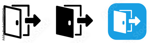Foto logout exit door arrow navigation icon set