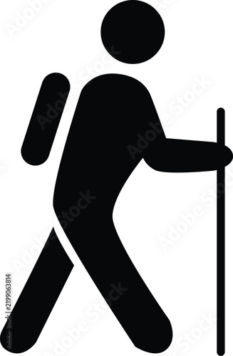 Simple black vector icon of a hiking trail