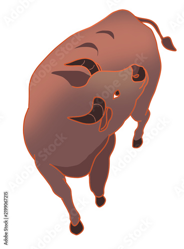 Illustration of a buffalo for the Lunar New Year, Vietnamese Tet, and the 12 Zodiac animals.