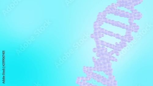 3D Rotating DNA Double Helix Molecule on Light Blue Gradient Background, Medical Science and Genetics Motion Background, 4K