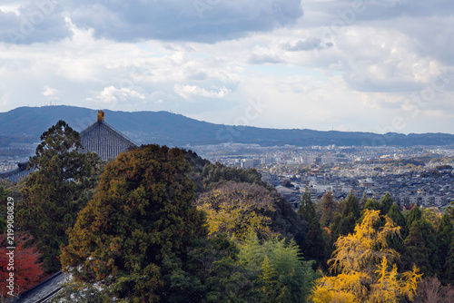 東大寺二月堂から見た大和西大寺、生駒山方面の風景