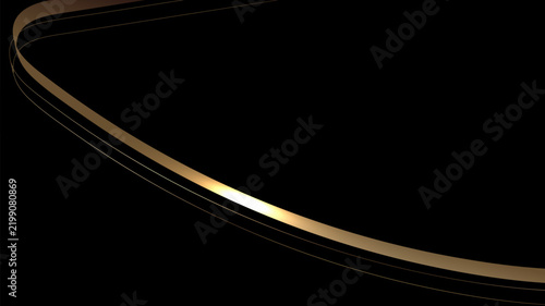 Ribbon lines elements with glowing light effect on black background.