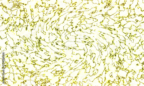 Abstract white marble texture with swirling yellow veins for luxury decor.