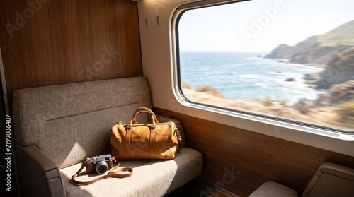 Train cabin and travel bag