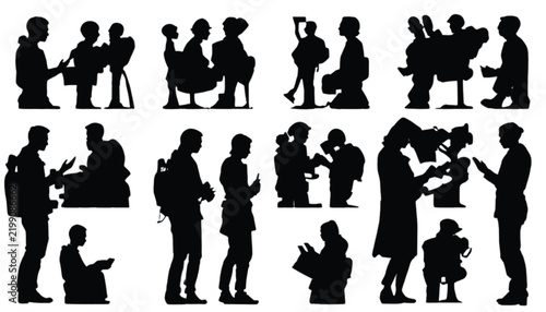 Silhouettes collection displays various people in different everyday postures and activities against a white background.