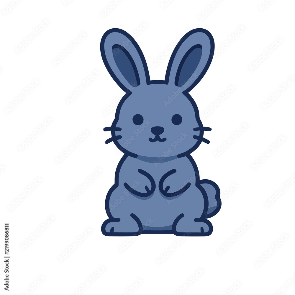 Fototapeta premium Cute blue cartoon rabbit illustration