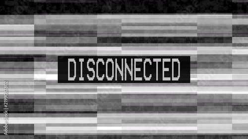 Analog intentional distortion effect with disconnected screen text. 4k