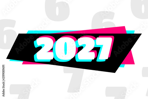 2027 Happy New Year logo sticker design. New Year sticker template in popular social media style. Collection of 2027 Happy New Year card, cover, poster. 