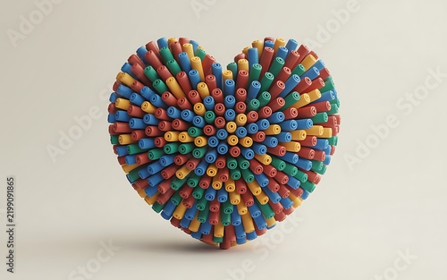 Handcrafted Colorful Bead Heart Sculpture Valentine Day Gift Concept Art