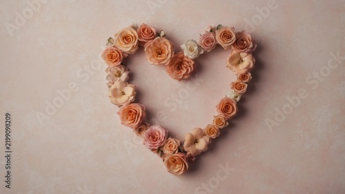 Flowers Arranged in a Heart Shape on a Plain Background