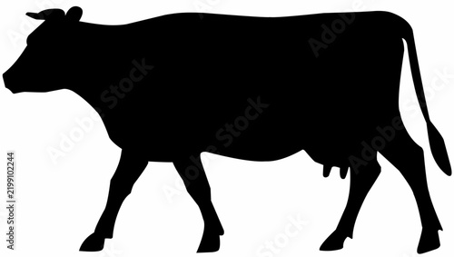 Black Cow Silhouette Standing in Side Profile