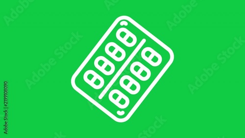 Animated medicine blister pack icon for pharmacy, medication and pharmaceutical projects.