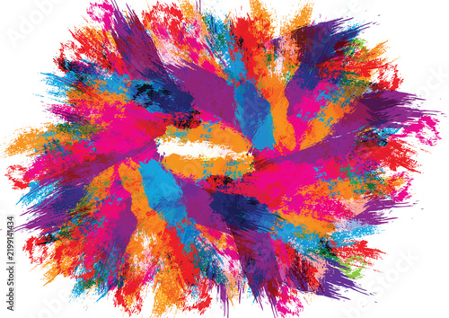 Abstract colorful paint splash background with bold brush strokes and grunge watercolor splatter for poster music event flyer and fashion design