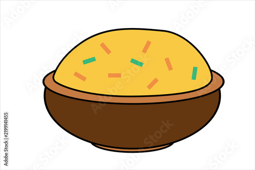 Indian Sweet Dish Illustration in Brown Bowl