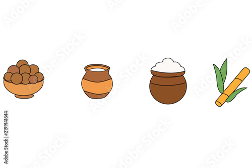 Indian Festive Icons for Pongal and Lohri Celebrations