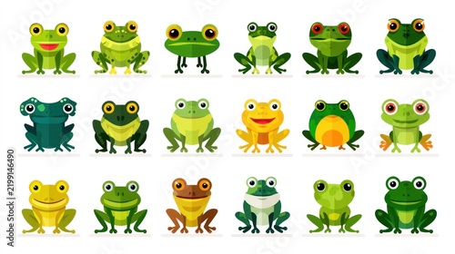 Frog vector icon pack for UI design