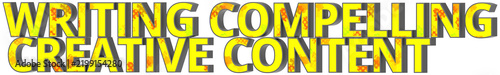 Konstfotografi Writing Compelling Creative Content yellow color text with multicolored pattern