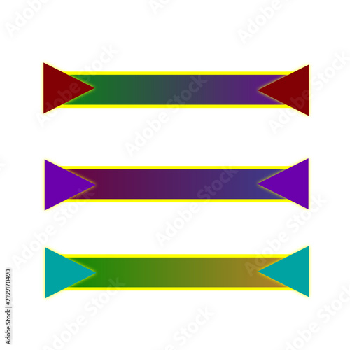 Colorful Gradient Ribbon Banner and Text Box Templates with Pointed Ends, Transparent Background