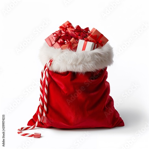 Christmas Gift Sack With Presents and Candy Cane