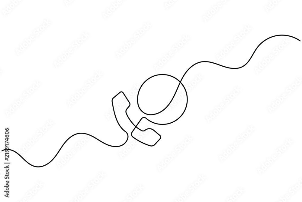 Obraz premium Telephone globe line art minimal international communication icon with editable stroke