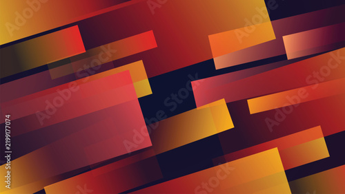 Abstract geometric background with glowing diagonal colorful rectangles in warm red, orange, and yellow tones over a dark backdrop