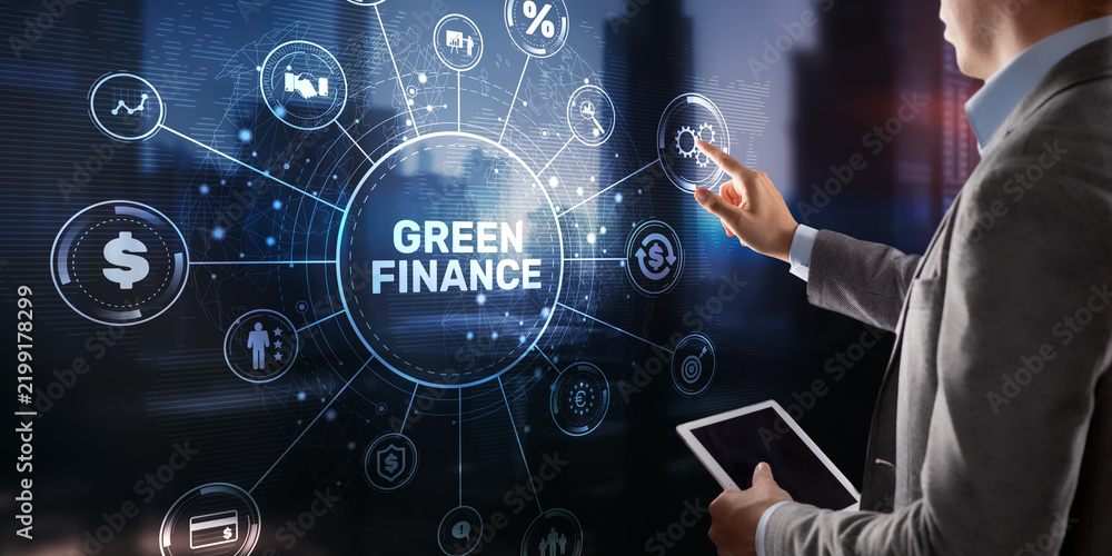 Obraz premium Green Finance Sustainable Financial Systems with ESG Investment Renewable Energy Funding Climate Risk Environmental Impact and Market Transformation