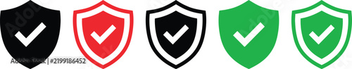Konstfotografi Shield icons with check marks in multiple colors and styles shield icon check ma