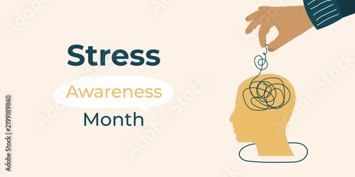 A template for World Mental Health Day featuring a human head and hand, untangling a ball of thread