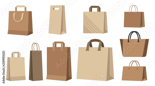 Paper shopping bags set collection