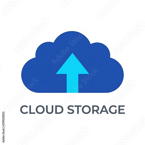 Obraz na płótnie Cloud storage icon with upload arrow symbol on white background