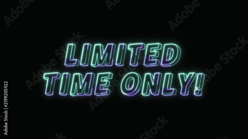  Limited Time Only Text Neon Seamless Loop 4K Glowing Typography Animation for VFX and Video Editing