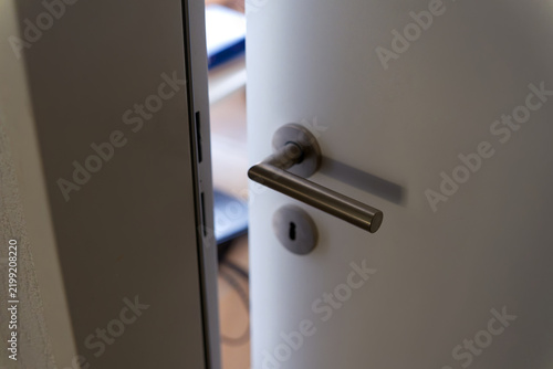 clearance between door frame and door leaf inside of apartment building at Swiss city of Zürich. Photo taken September 20th, 2026, Zurich , Switzerland.