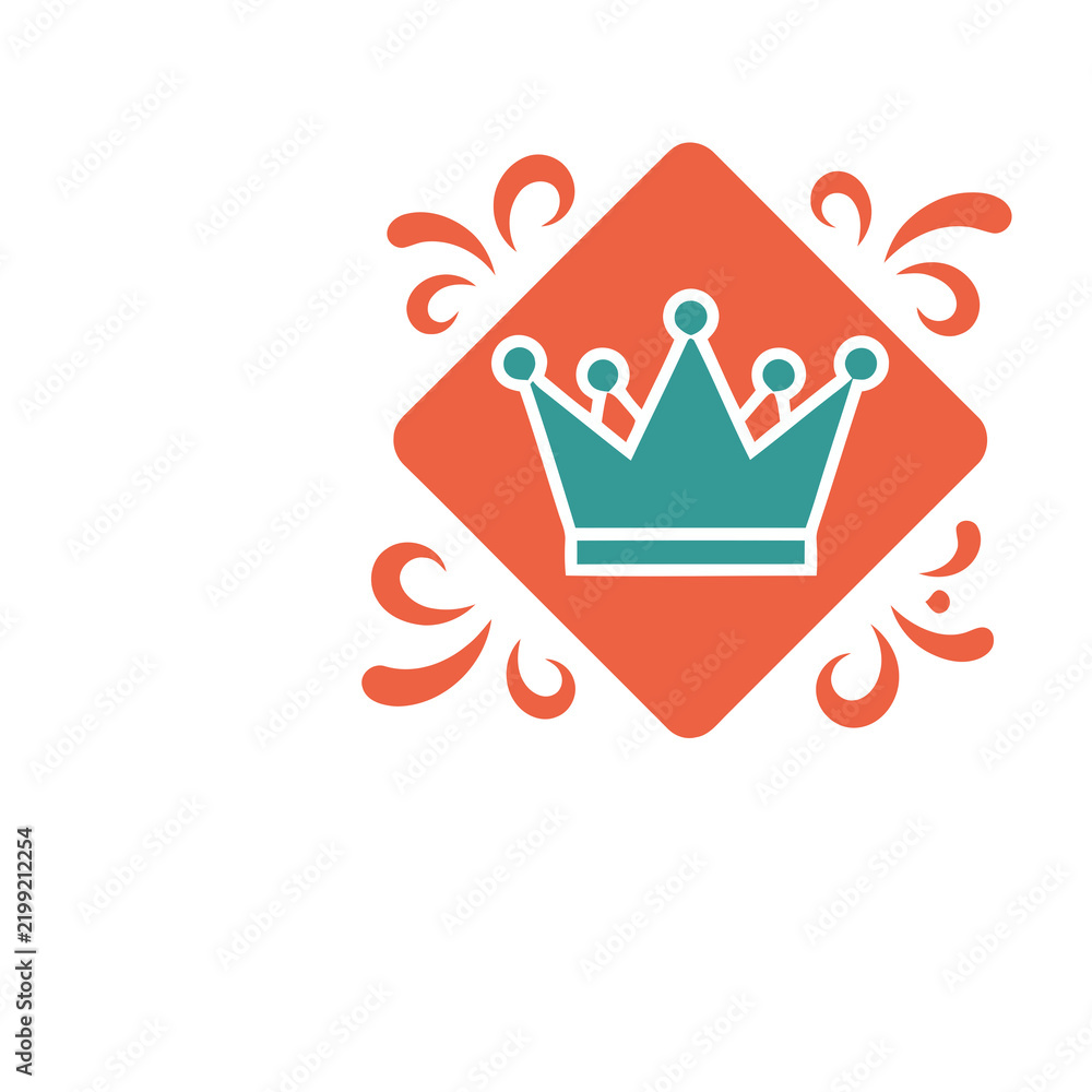 Foto Crown icon on a diamond shape with decorative elements