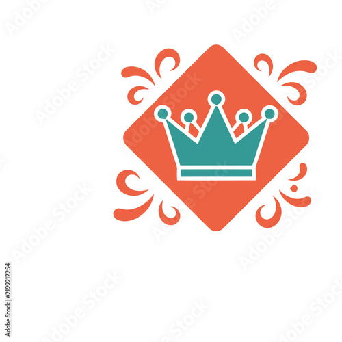 Foto Crown icon on a diamond shape with decorative elements