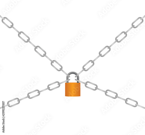 Metal chain and padlock. vector illustration