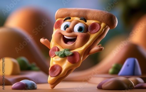Delightful Cartoon Slice of Pizza with Sprinkles Celebrating Halloween in a Candy Land Setting