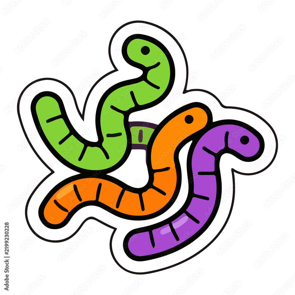 Obraz premium Funny Spooky Worm Characters Halloween Illustration