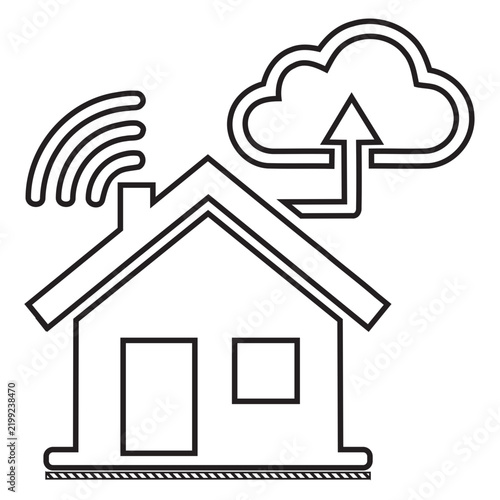 Smart House Cloud Connection Line Icon