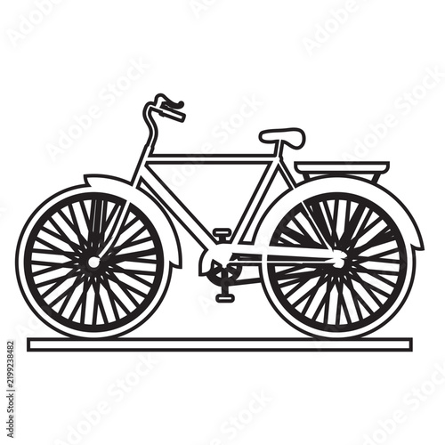 Minimalist classic bicycle line art illustration