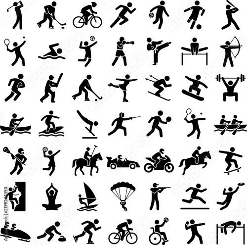 Collection of sports pictograms representing various athletic events