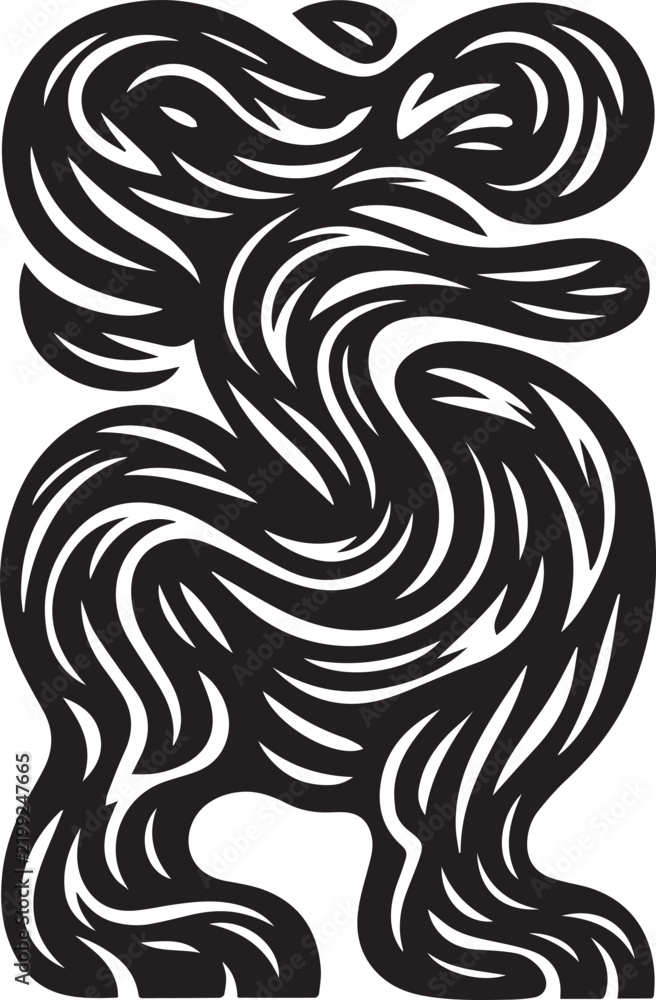 Fototapeta premium Abstract organic liquid wave psychedelic line art pattern logo icon vector illustration